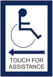 Touch For Assistance Through Glass Sign (Left Arrow)